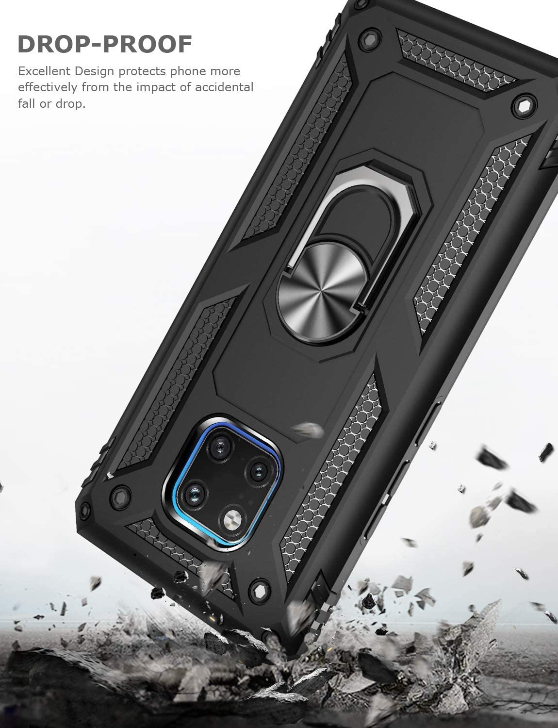Protectores para celular  para Huawei  Mate 20 Pro Funda reforzada con anillo v2 Negro